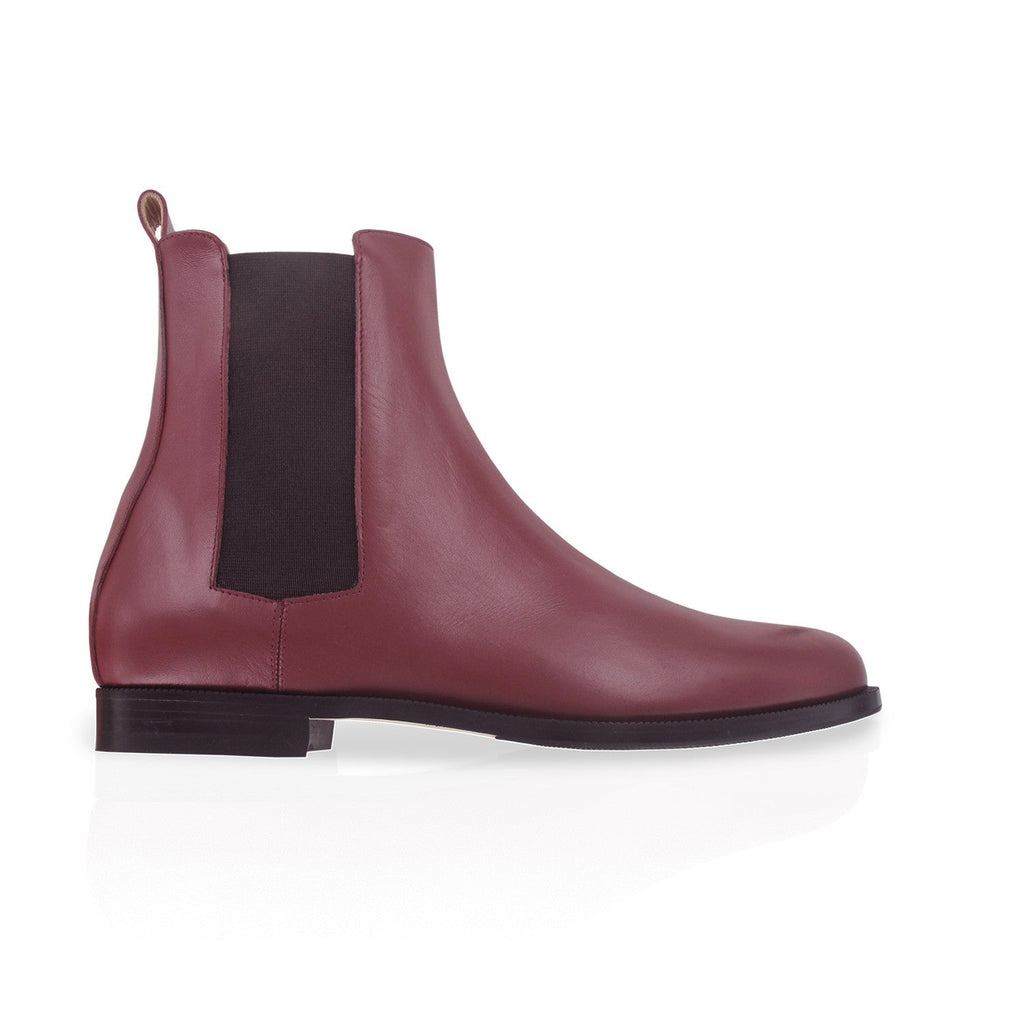 Chelsea boots femme cuir bordeaux