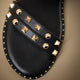 Sandales plates cuir noir et clous PATMOS