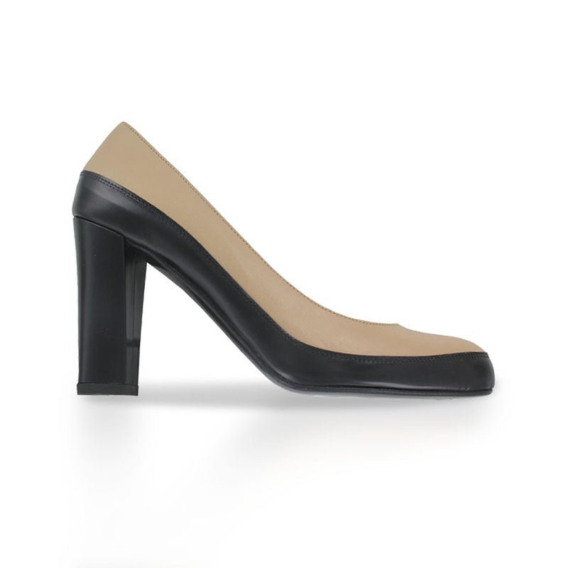 Escarpin bicolore cuir beige et noir Mon Soulier