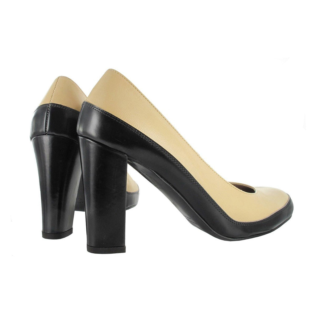 Escarpin bicolore cuir beige et noir JADI Mon Soulier
