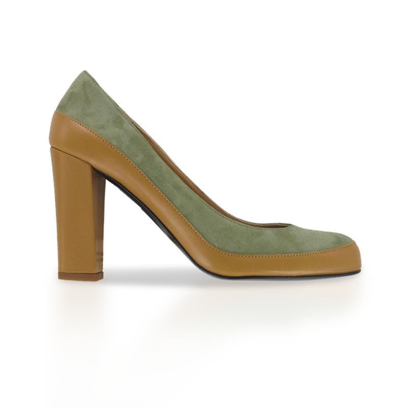 Escarpin bicolore beige et vert mon soulier