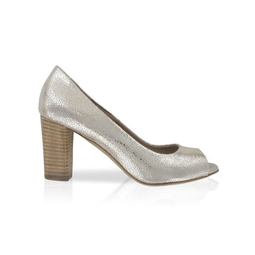 Escarpin bout ouvert cuir argent 