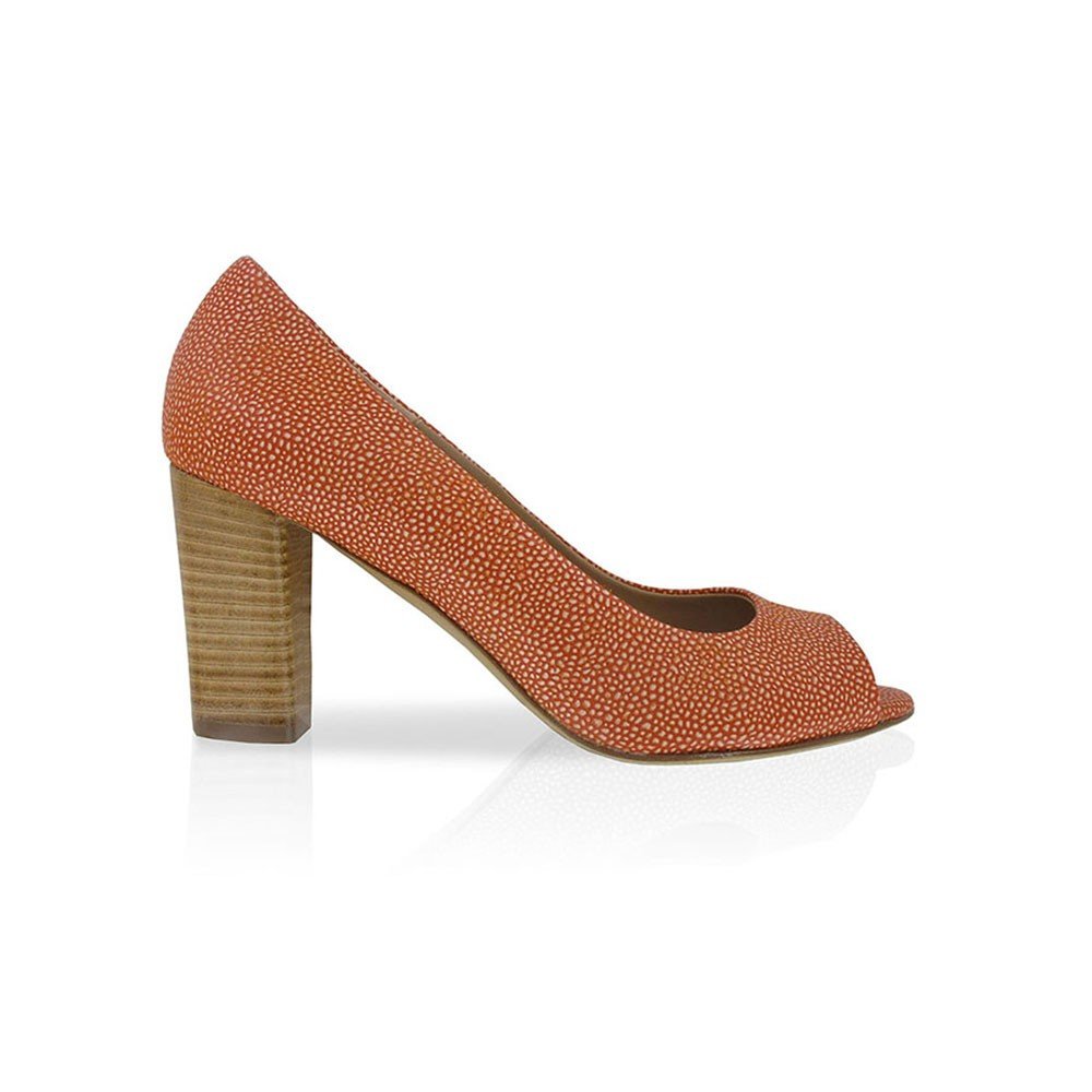 Escarpin cuir orange talon 