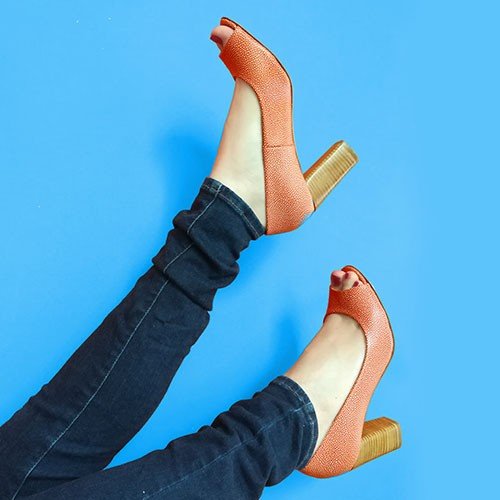 Escarpin femme cuir orange 