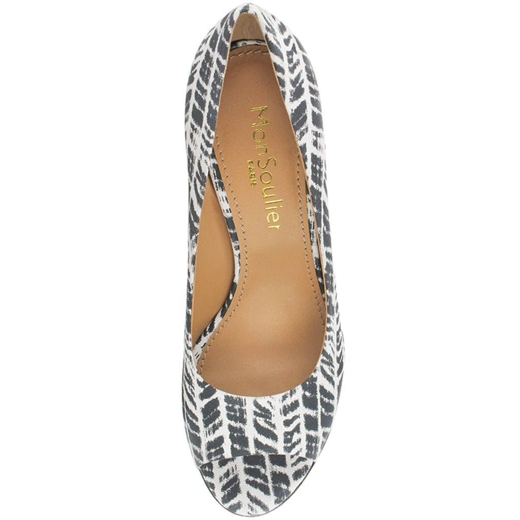 Escarpin ouvert cuir imprimé zebre