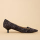 Escarpin petit talon cuir imprimé leopard SEOUL