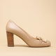 Mocassin talon cuir beige chaine VERA