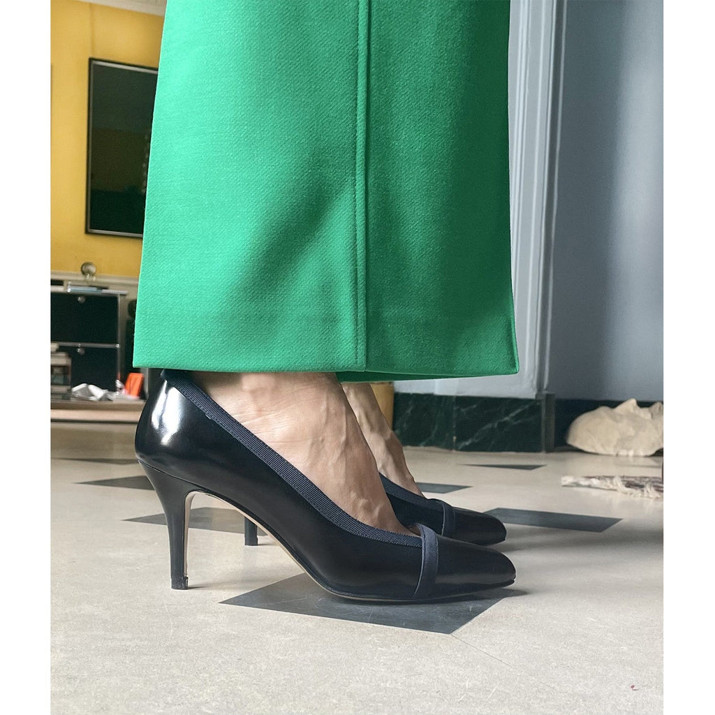 Escarpin cuir noir et bleu marine italie