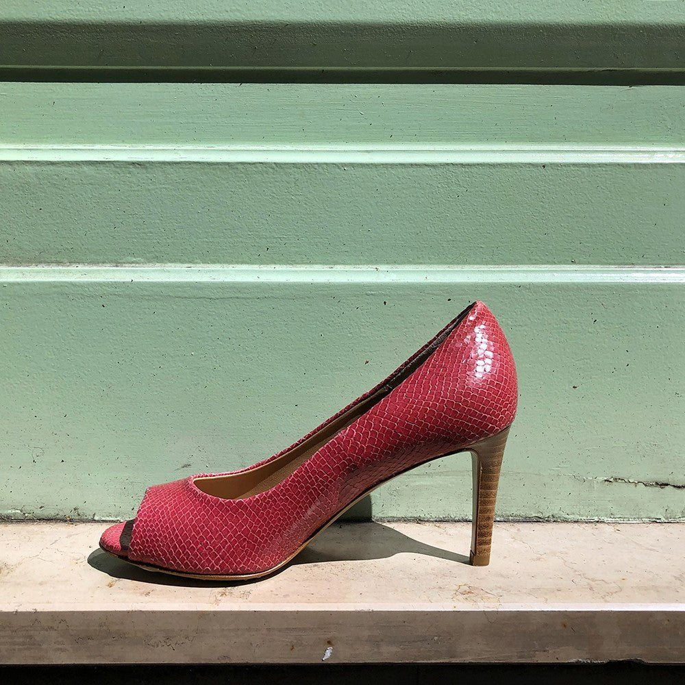 Escarpin petit talon cuir rose 