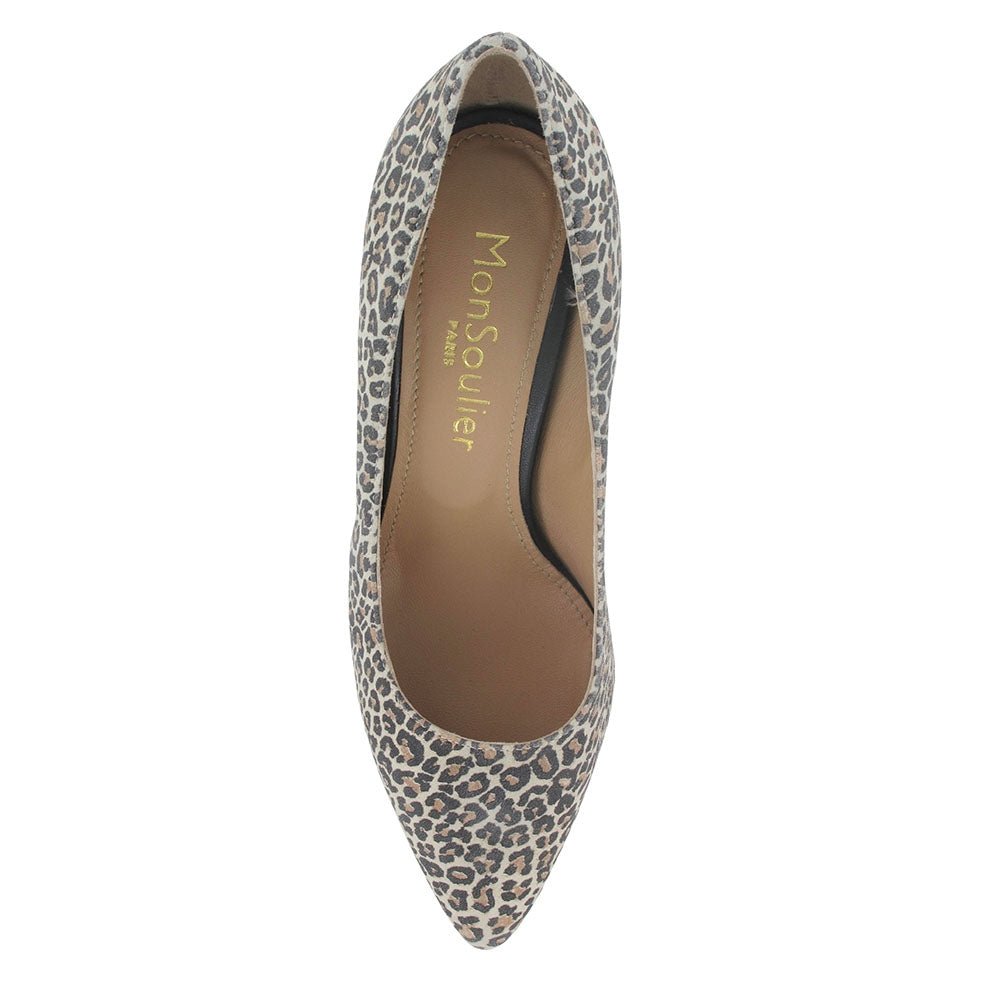 Escarpin cuir imprimé leopard 