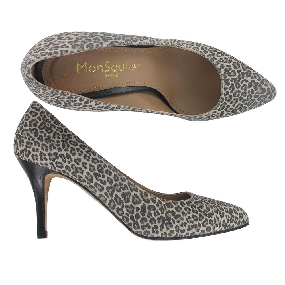 Escarpin bout pointu cuir leopard