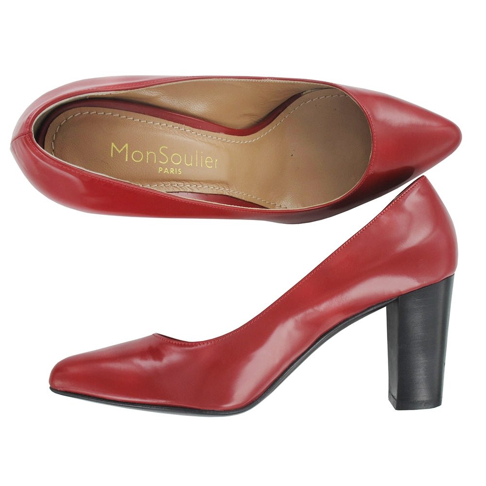 Escarpin pointu cuir rouge Mon Soulier