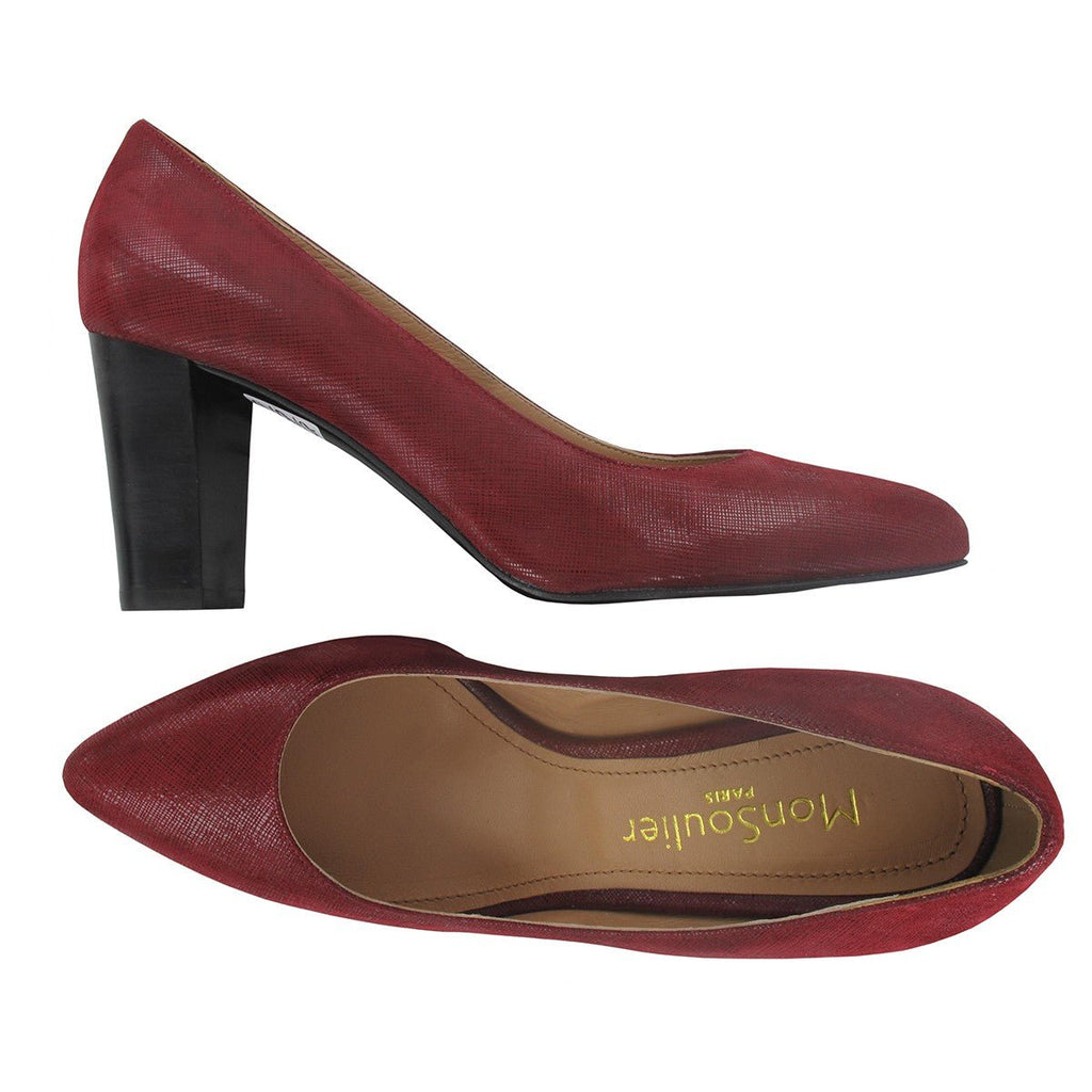 Escarpin pointu cuir rouge foncé 