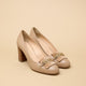 Mocassin talon cuir beige chaine VERA