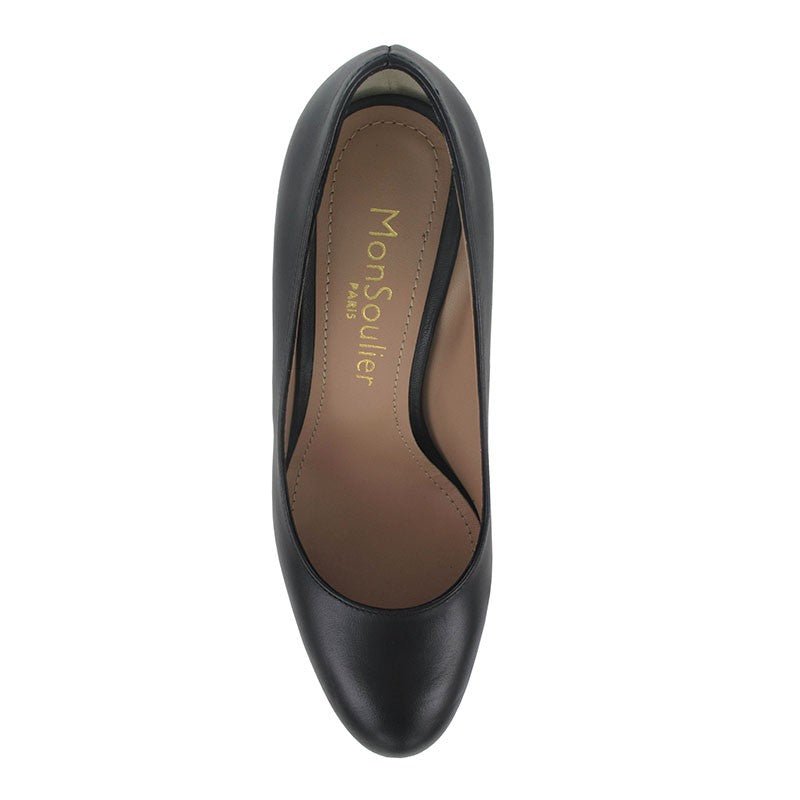 Escarpin bout rond cuir noir