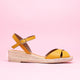 Low heel saffron leather espadrille