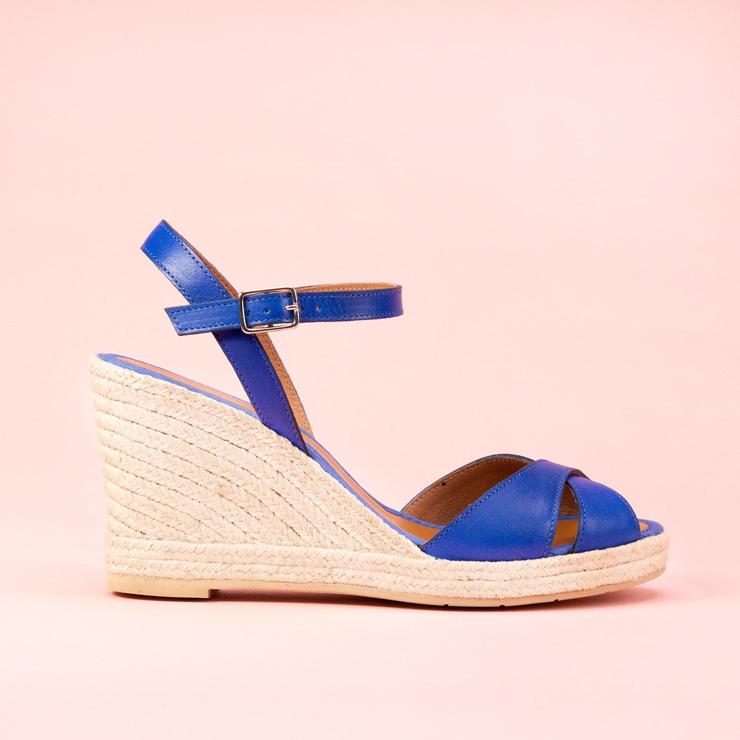 Espadrilles compensees bleu electric MADRID