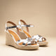 Espadrilles compensées cuir argent ELDA