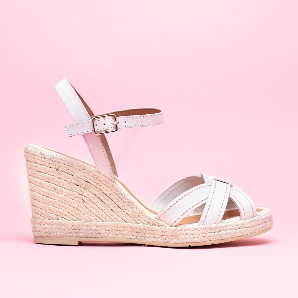Espadrilles compensées cuir blanc  Mon Soulier-vue de profil