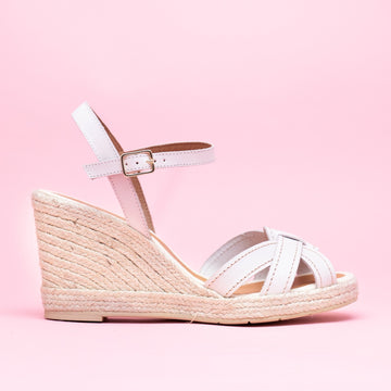 Espadrilles compensées cuir blanc  Mon Soulier-vue de profil
