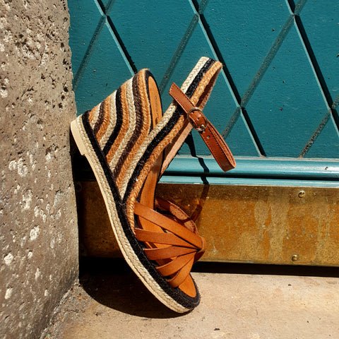 Espadrilles compensées cuir beige