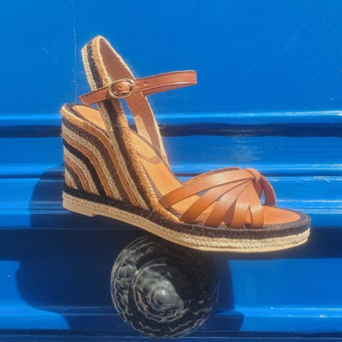 Espadrilles cuir naturel rayée