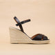 Espadrilles compensées cuir noir MADRID