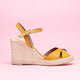Espadrilles compensées cuir jaune safran  MADRID