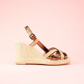 Espadrilles cuir bronze et nude GRENADE