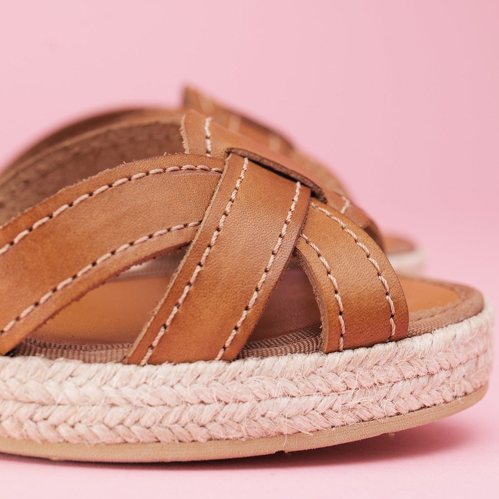 Espadrilles cuir camel surpiqure ELDA