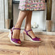 Espadrilles compensées cuir violet  MADRID