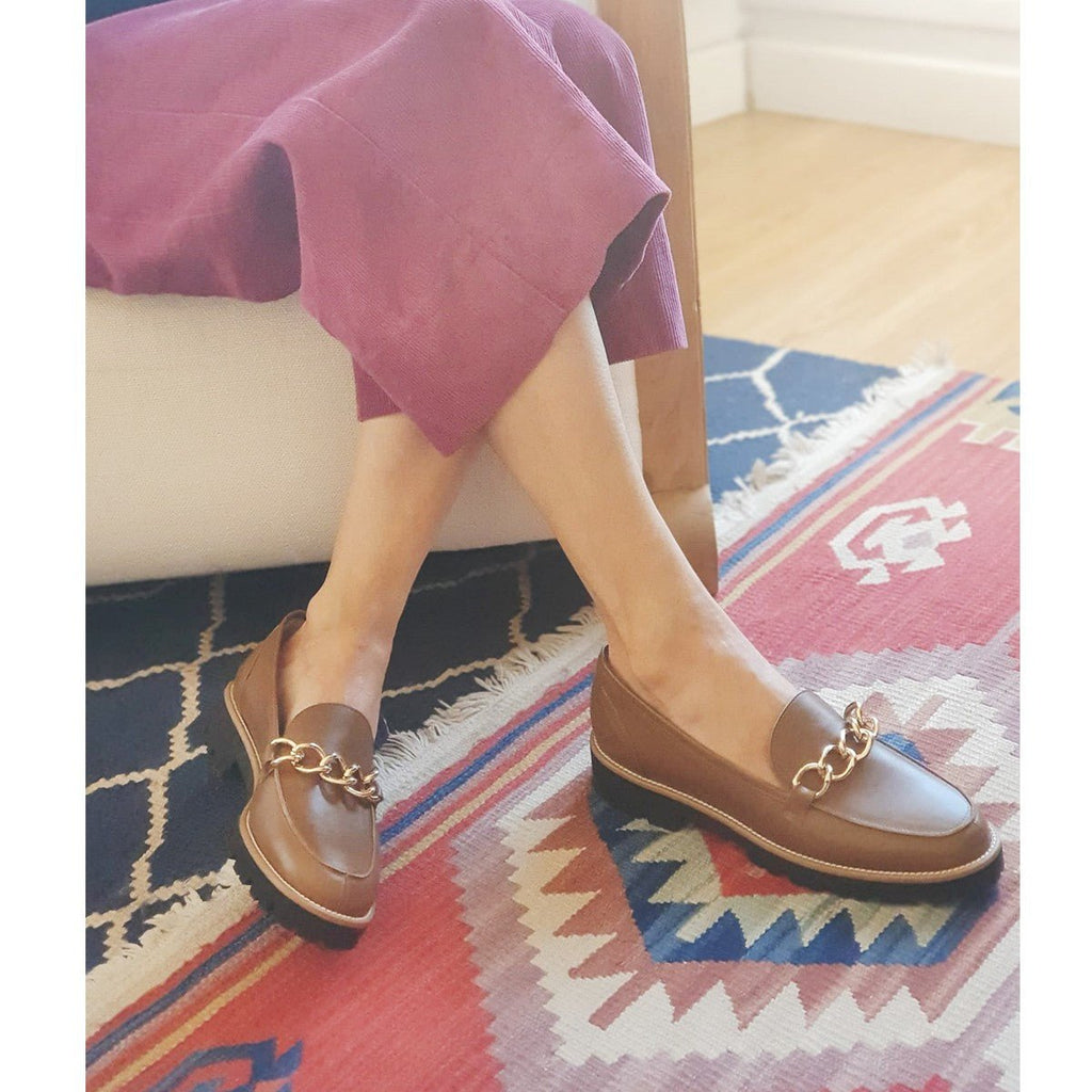 Mocassin semelle gomme cuir beige