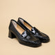 Mocassin à talon cuir verni noir CAIROLI
