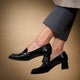 Mocassin à talon cuir verni noir CAIROLI