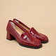 Mocassin à talon cuir verni bordeaux CAIROLI