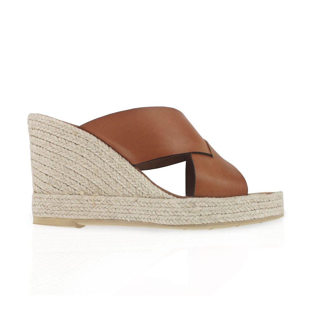 Mule compensée cuir camel TOLEDO