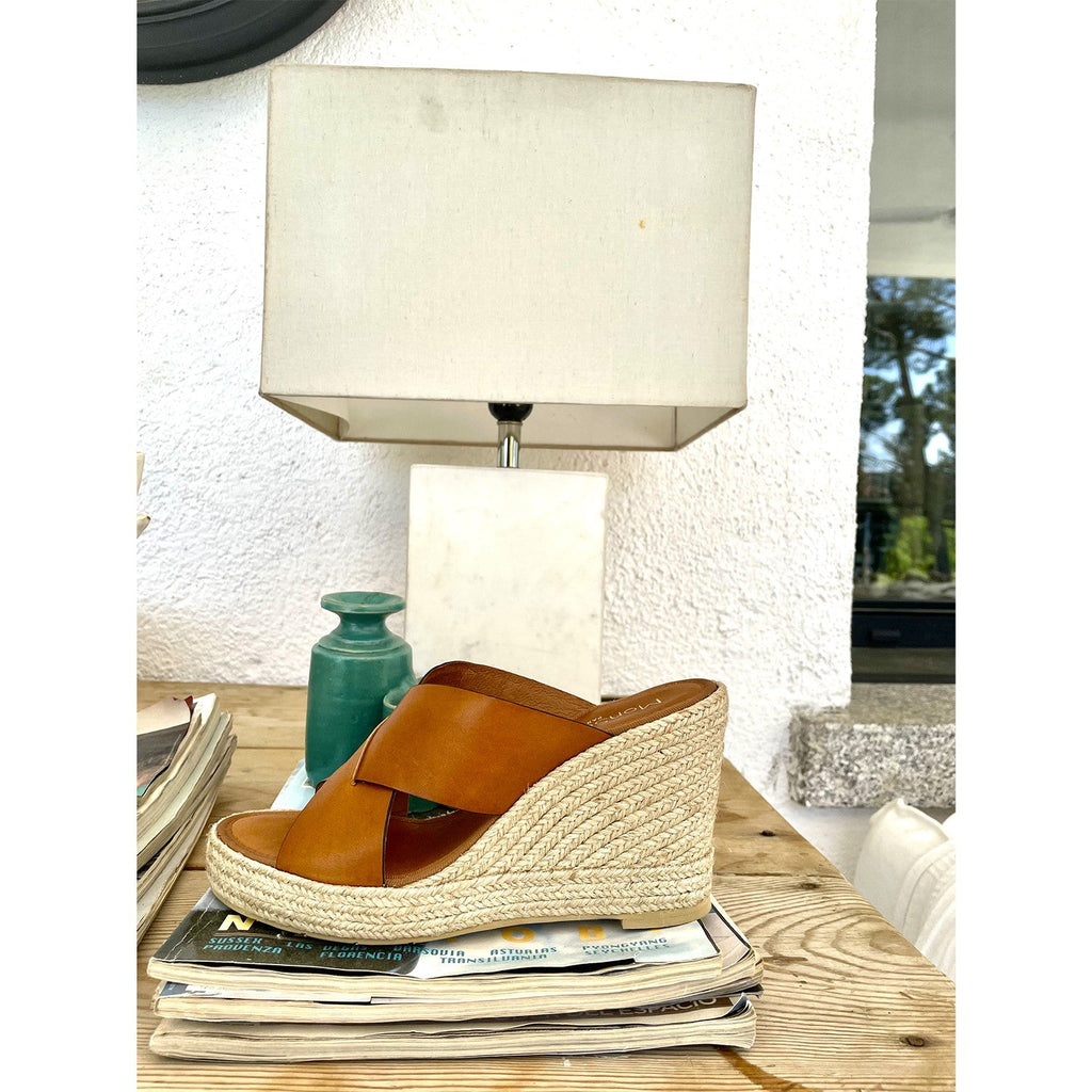 Mule compensée cuir camel TOLEDO