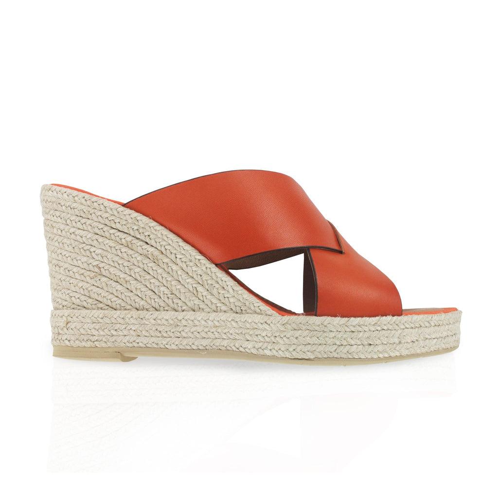 Mule compensée cuir orange TOLEDO