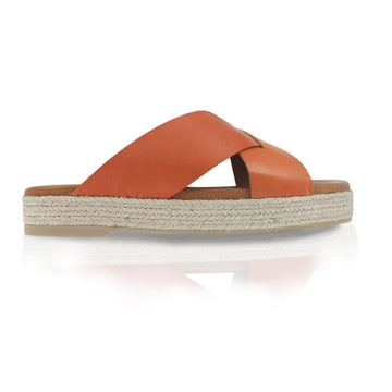 Mule plateforme cuir orange 