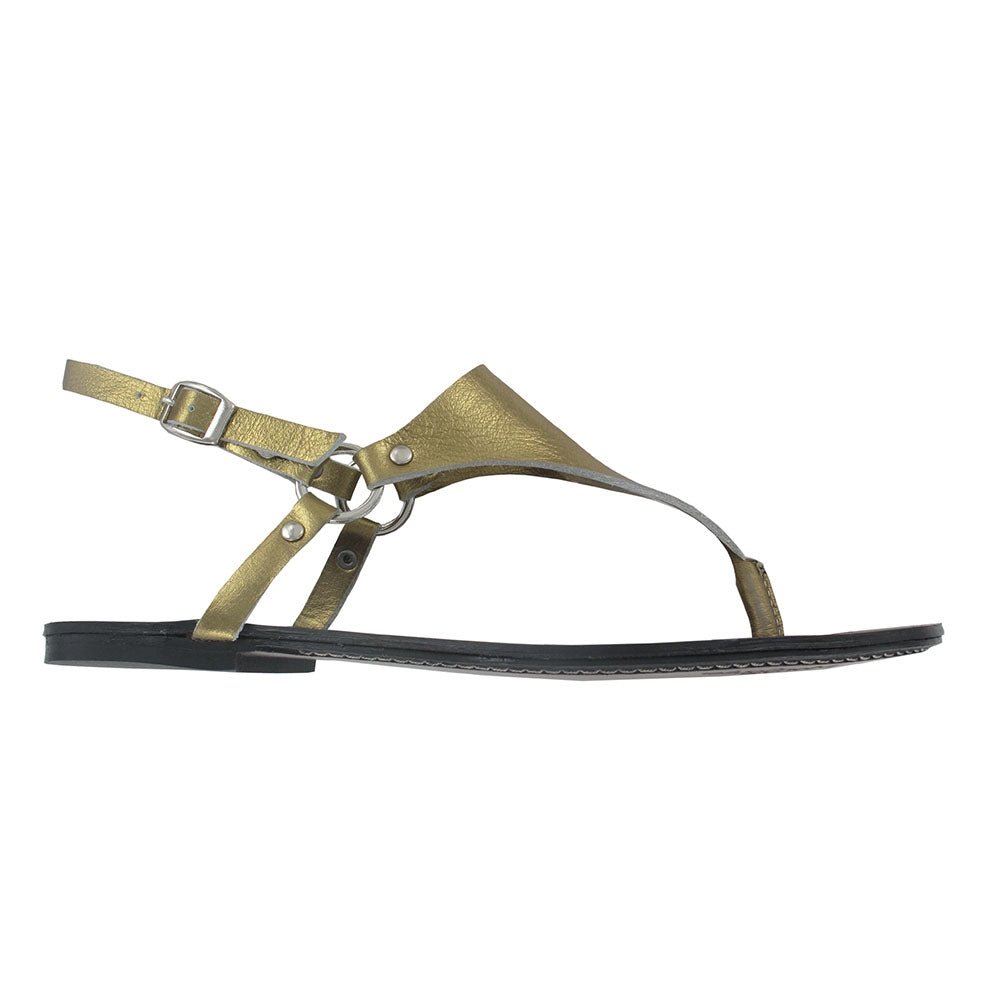 Nu-pieds cuir doré monsoulier