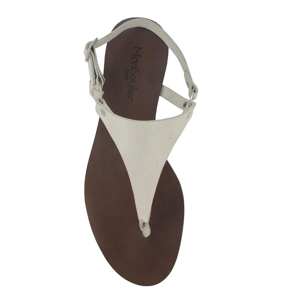  	sandale plate cuir blanc mon soulier