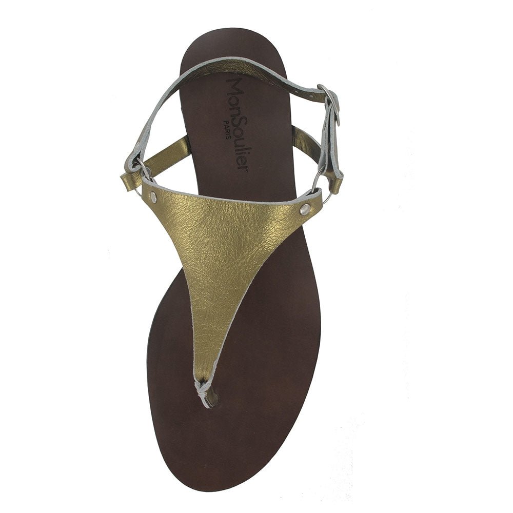 Nu-pieds cuir or mon soulier