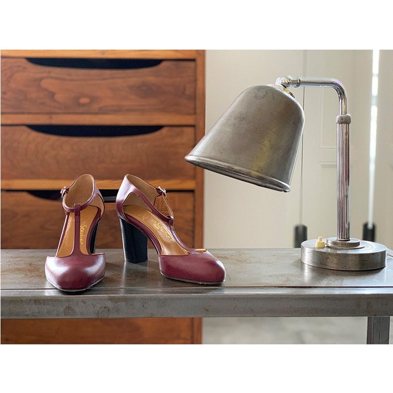 Escarpin bride cuir bordeaux  bureau 