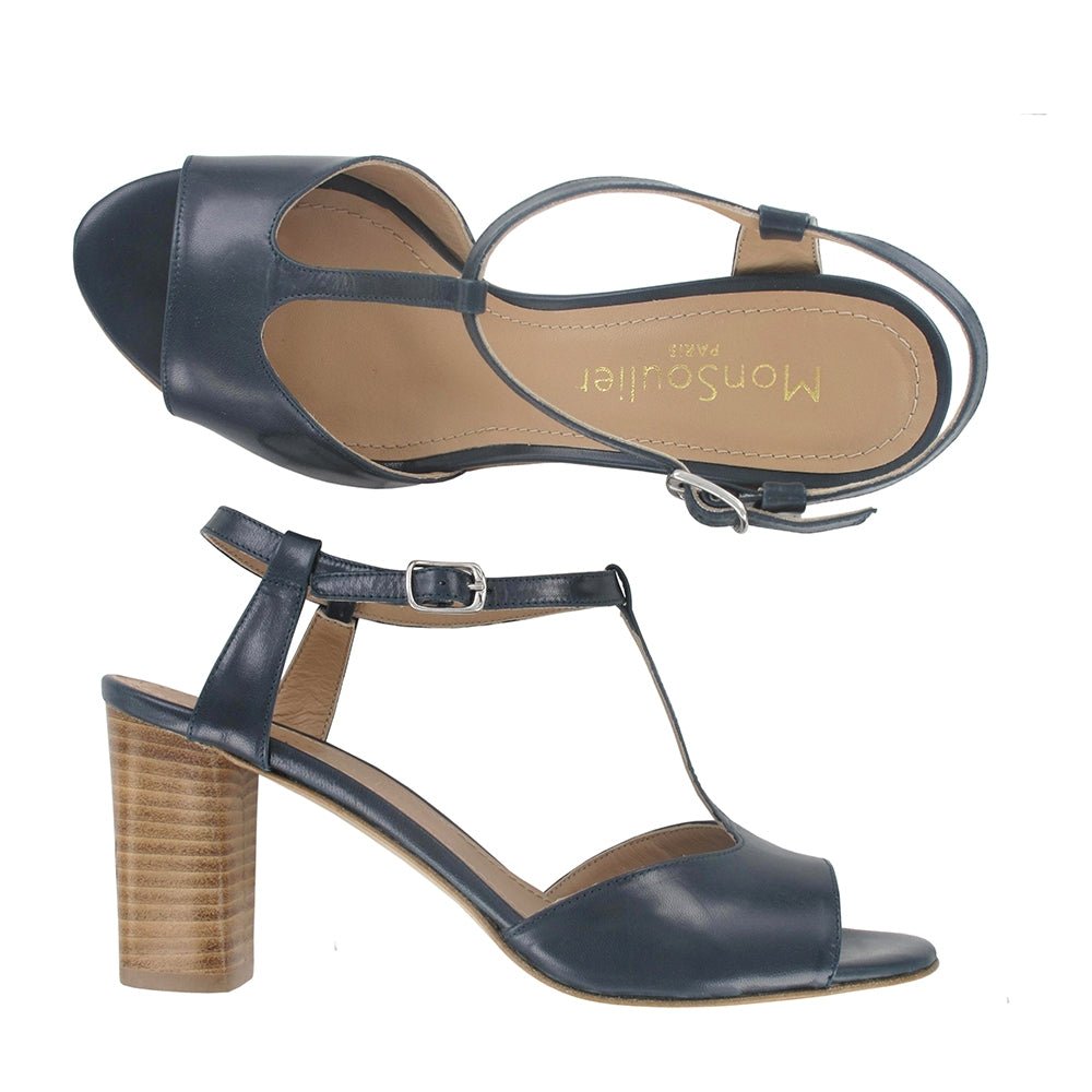 Sandale femme cuir bleu pétrole 