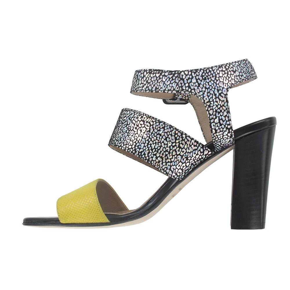 Sandale cuir jaune et cuir paillette RIO