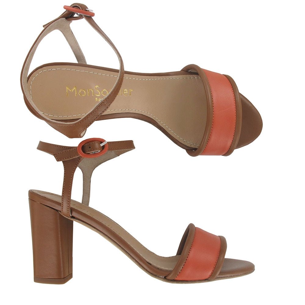 Sandale talon cuir marron fabrication italie 