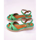 Espadrille petit talon cuir vert BURGOS
