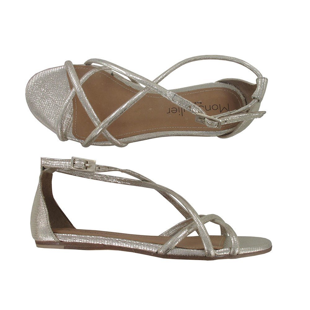 Sandale plate croisée doré