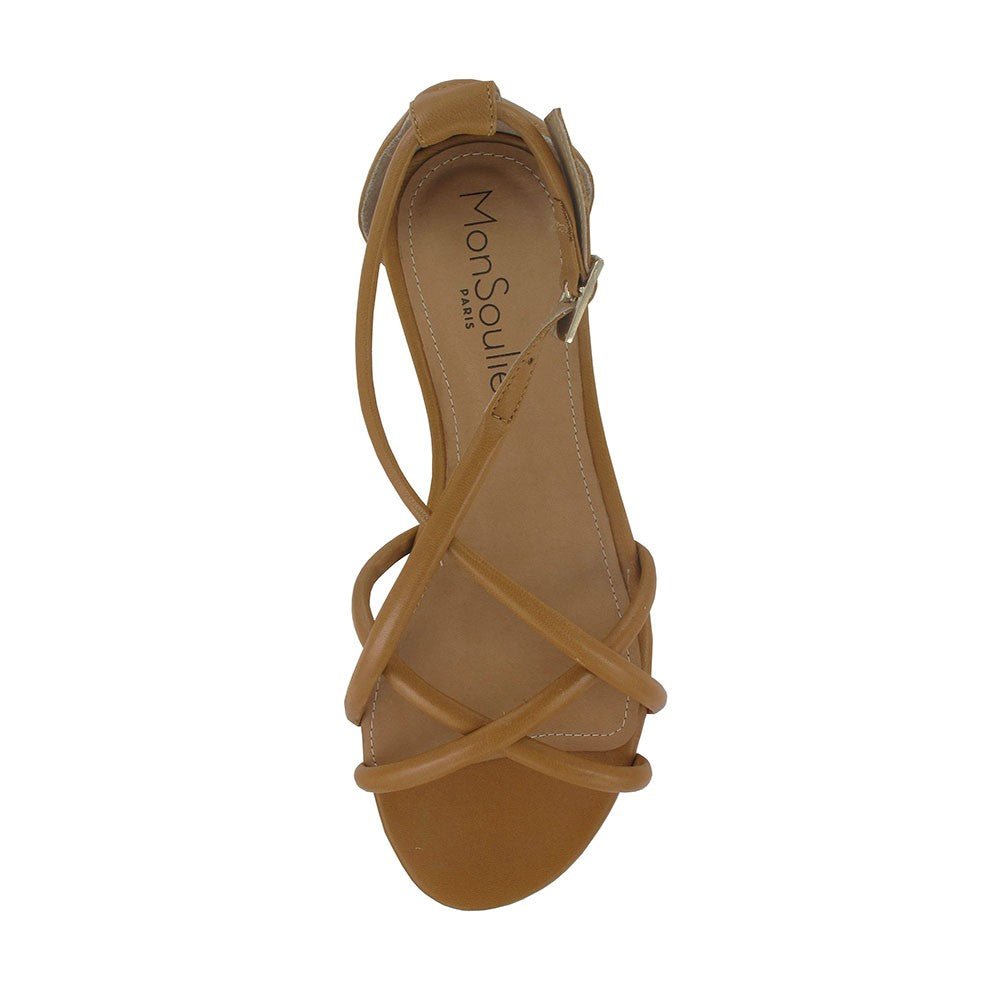 Sandale plate femme cuir marron