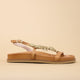 Sandales plates cuir camel bijoux doré NAXOS